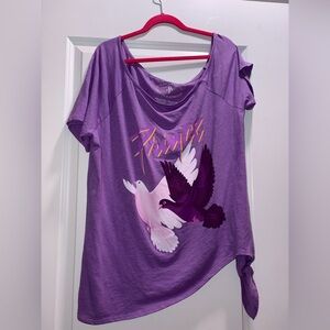 Torrid Prince Doves Purple Off-Shoulder T-Shirt